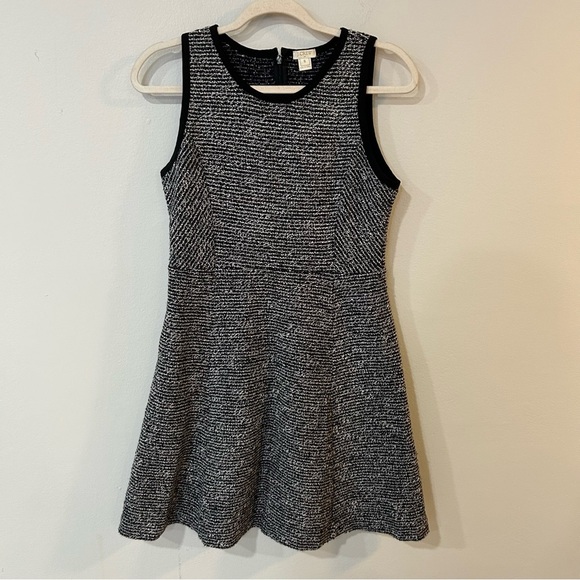 J.Crew Women's Black White Tweed Wool Blend Sleeveless Fit Flare Dress Size 6 - Picture 1 of 6